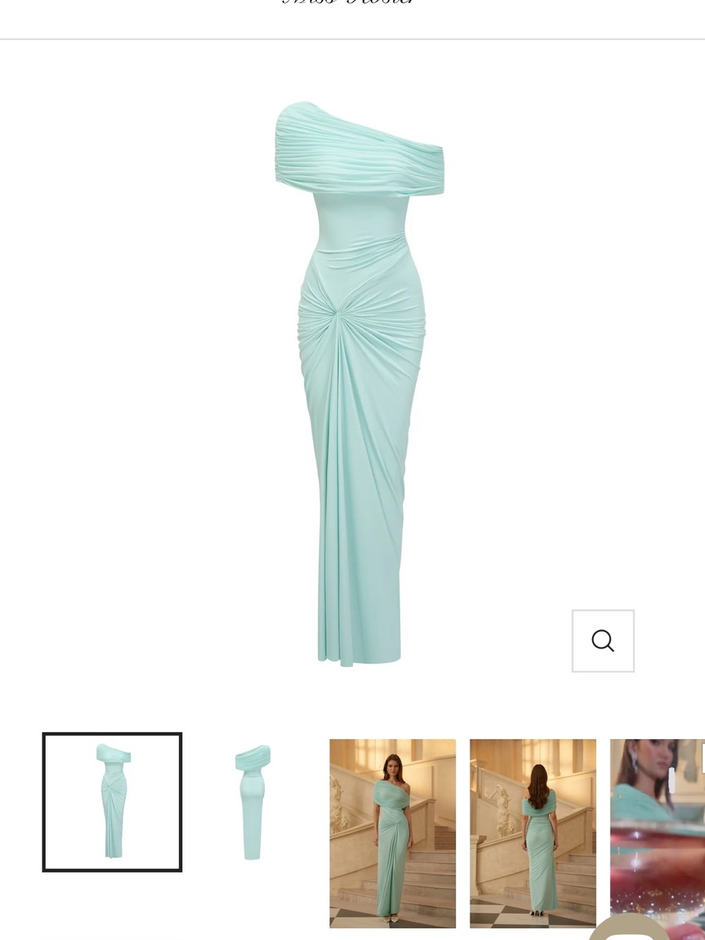 One-Shoulder Mint Green Draped Evening Gown